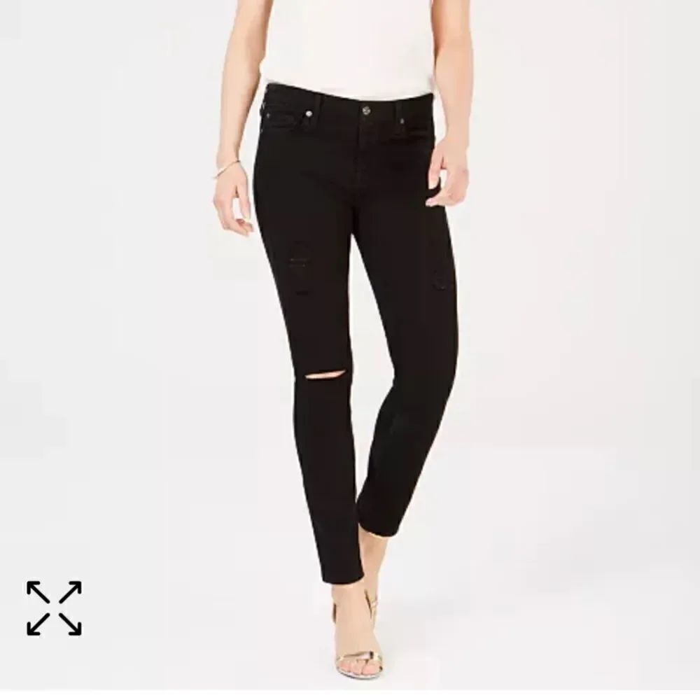 NWT 7 for All Mankind B (air) Black Distressed Ankle Skinny Jeans
